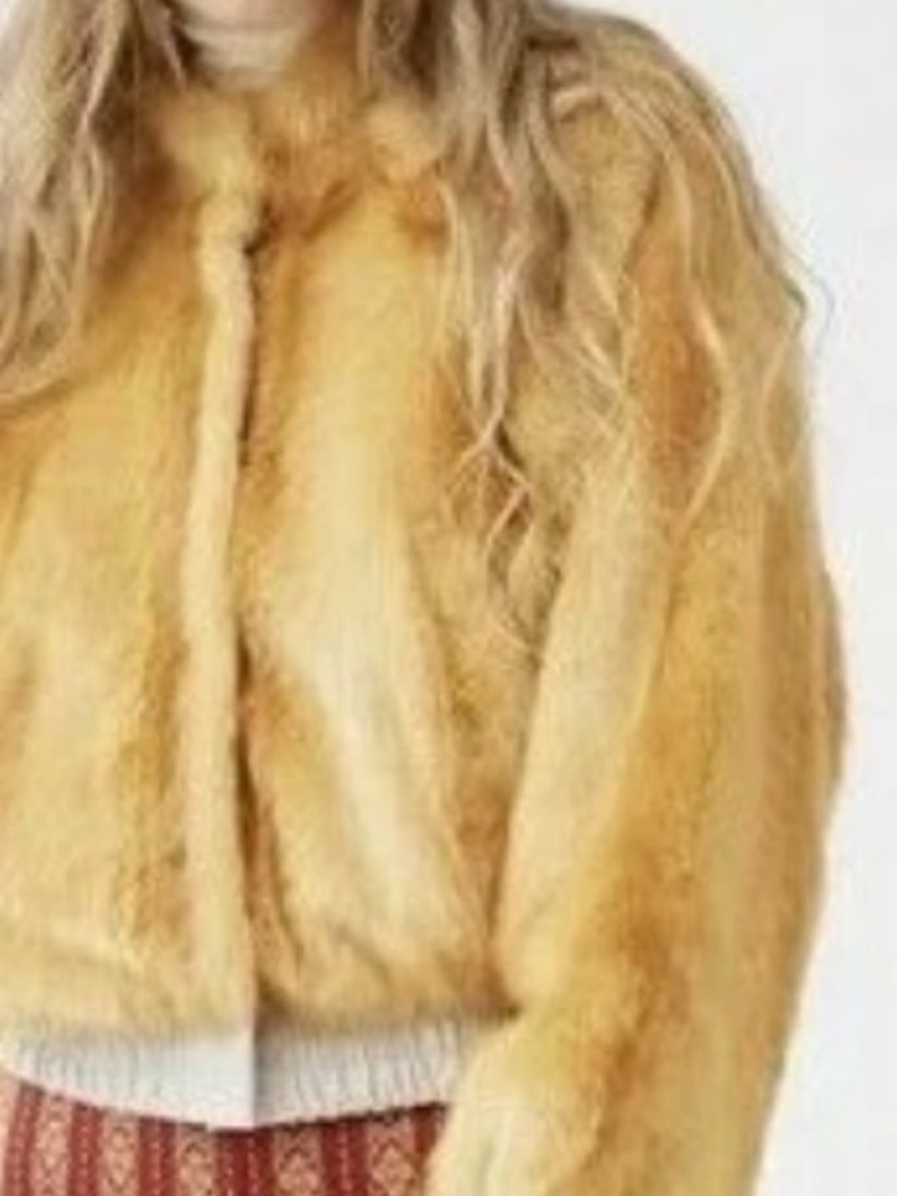 Urban Outfitters Mustard Yellow Faux Fur Bomber Jacket Cropped S